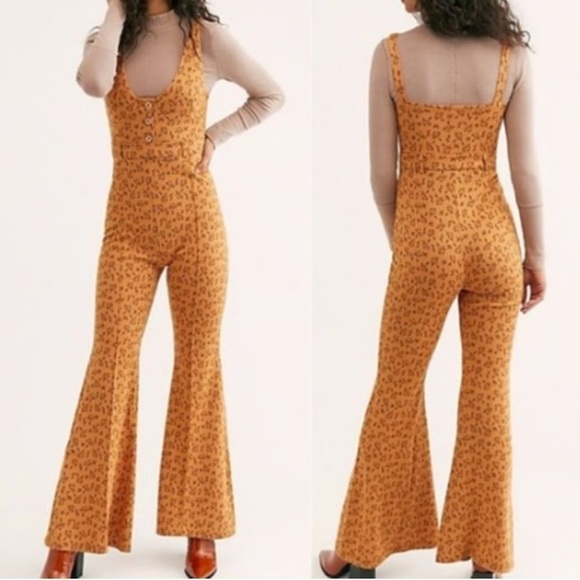 Free People Eyes on You Jumpsuit - Rust Floral - Size M - NWOT - Picture 6 of 6